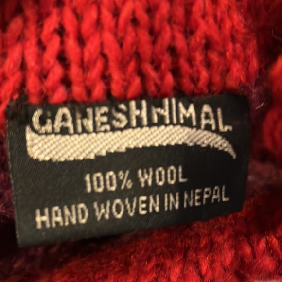 Handknit wool large Christmas tree stocking stuffer Nepal - Picture 5 of 5